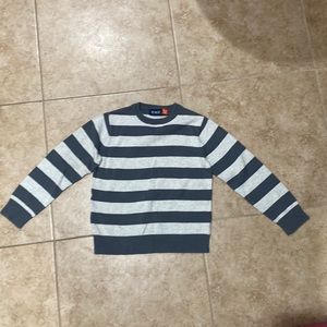 Grey and white striped sweater (100% cotton) - size 7/8